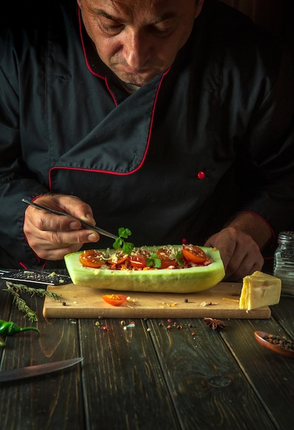 Chef preparing a dish