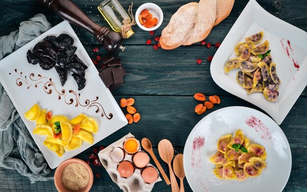 Assorted dishes on table